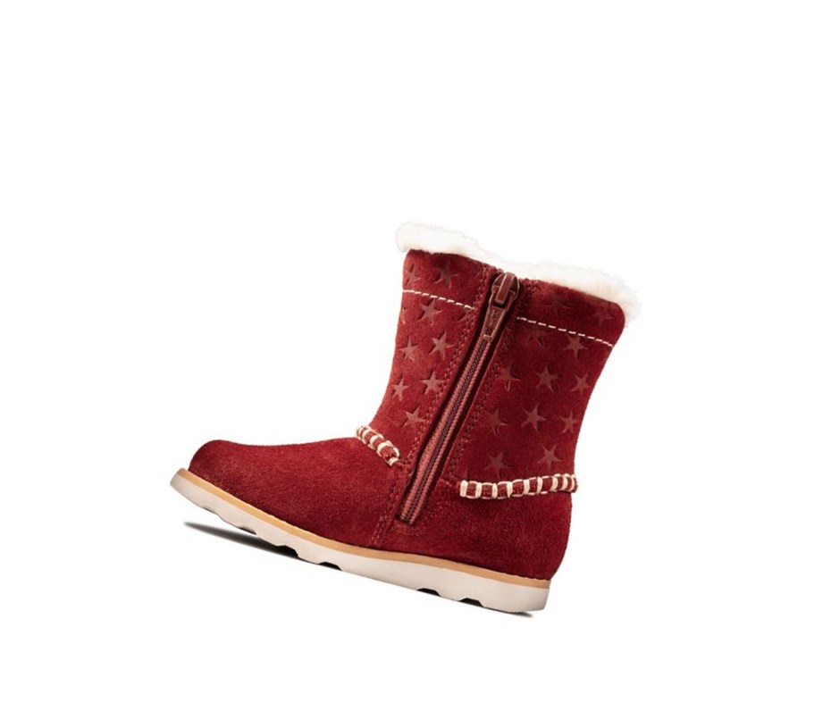 Buty Wysokie Clarks Crown Piper Zamszowe Dziewczynka Ciemny Czerwone | AFEVXZ539