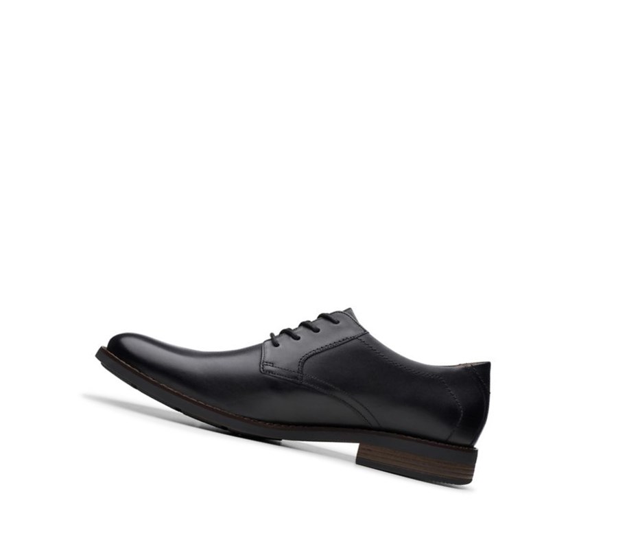 Buty do Chodzenia Clarks Becken Koronkowe Skórzane Męskie Czarne | RWZKNA208