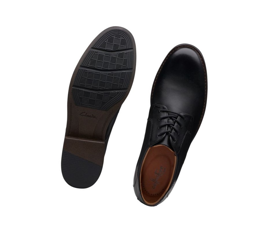 Buty do Chodzenia Clarks Becken Koronkowe Skórzane Męskie Czarne | RWZKNA208