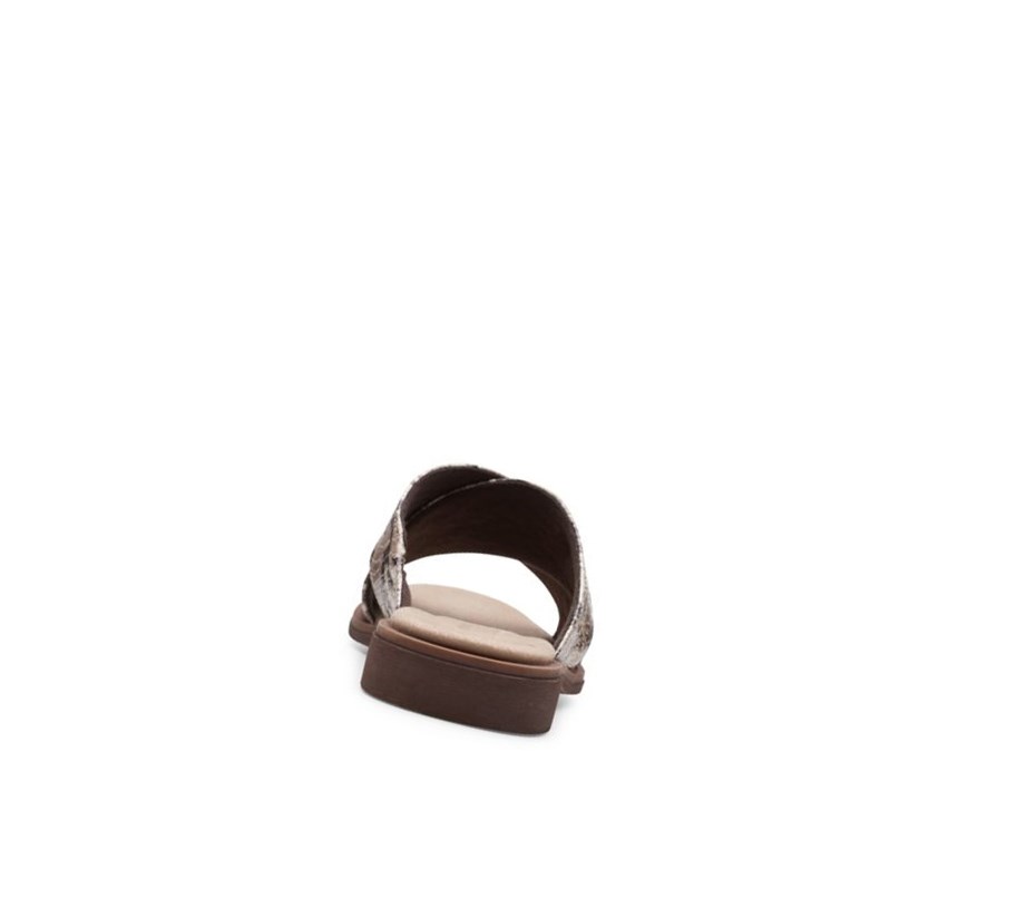 Klapki Clarks Declan Ivy Damskie Beżowe Wąż | CBJHVY317