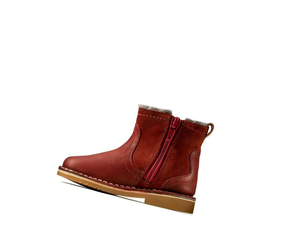 Kozaki Skórzane Clarks Comet Frost Skórzane Dziewczynka Ciemny Czerwone | QCMPSR056