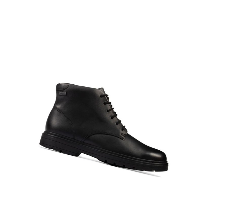 Kozaki Skórzane Clarks Loxham Walk Gore-tex Skórzane Chłopięce Czarne | IPWVJS498