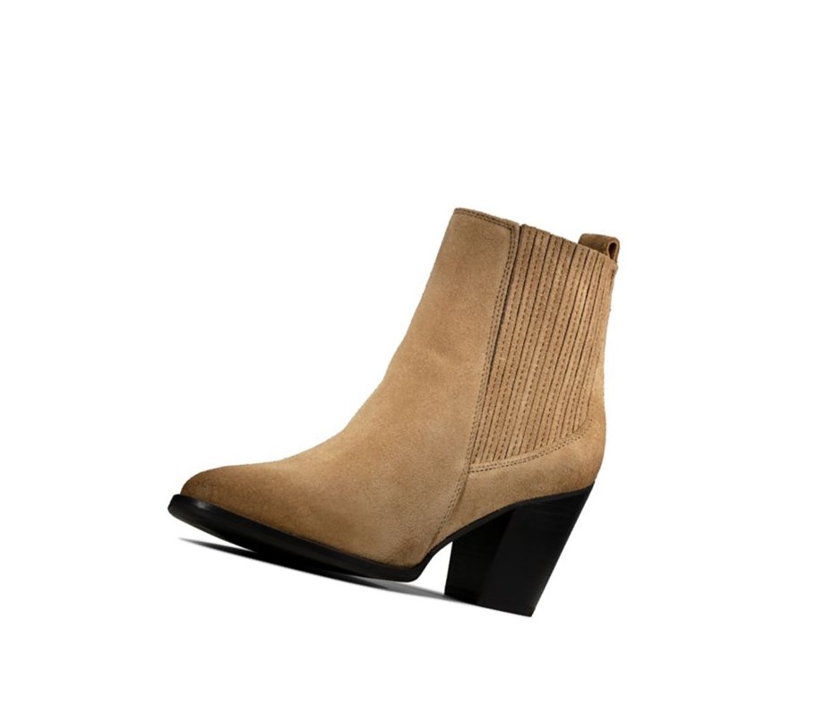 Kozaki na Obcasie Clarks West Lo Zamszowe Damskie Brązowe | GFMOYB684