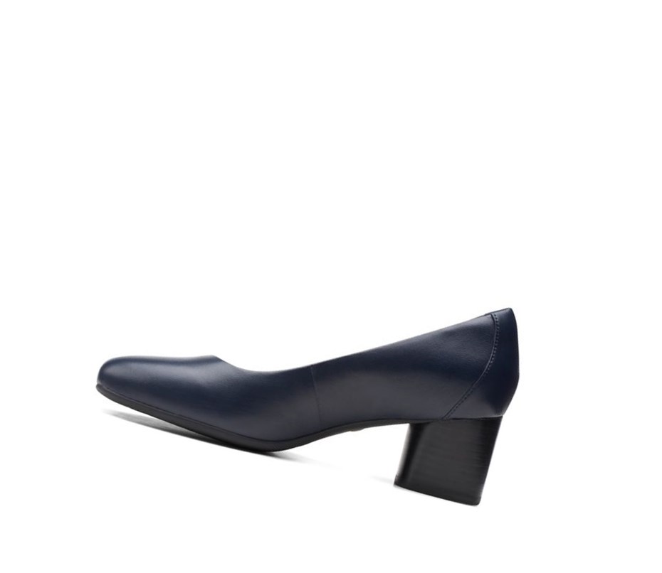 Mokasyny Clarks Un Cosmo Sukienki Skórzane Szerokie Fit Damskie Granatowe | TKDQPJ607