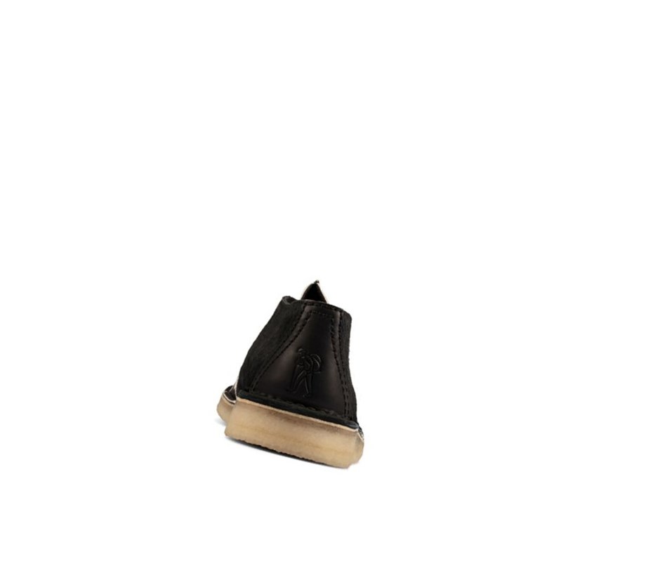 Pustynne Buty Clarks Trek Smart Codzienne Print Skórzane Męskie Czarne | GXUERC389