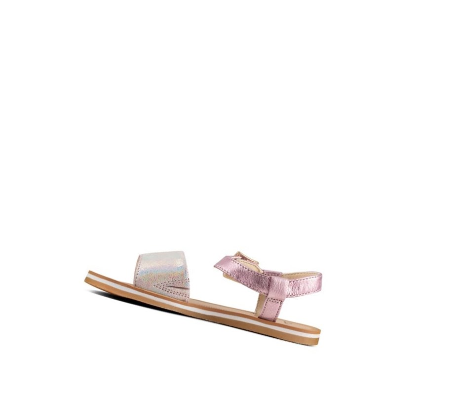 Sandały Casual Clarks Skylark Hope Skórzane Dziewczynka Różowe Metal | RBHZST453