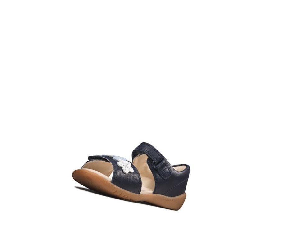 Sandały Casual Clarks Zora Finch Skórzane Dziewczynka Granatowe | QCSXLU587