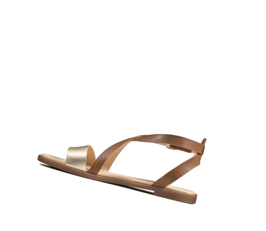 Sandały Płaskie Clarks Bay Rosie Skórzane Damskie Brązowe | SUABNH930