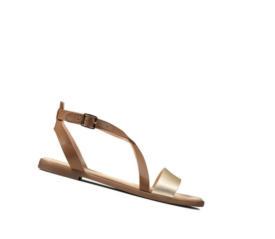 Sandały Płaskie Clarks Bay Rosie Skórzane Damskie Brązowe | SUABNH930