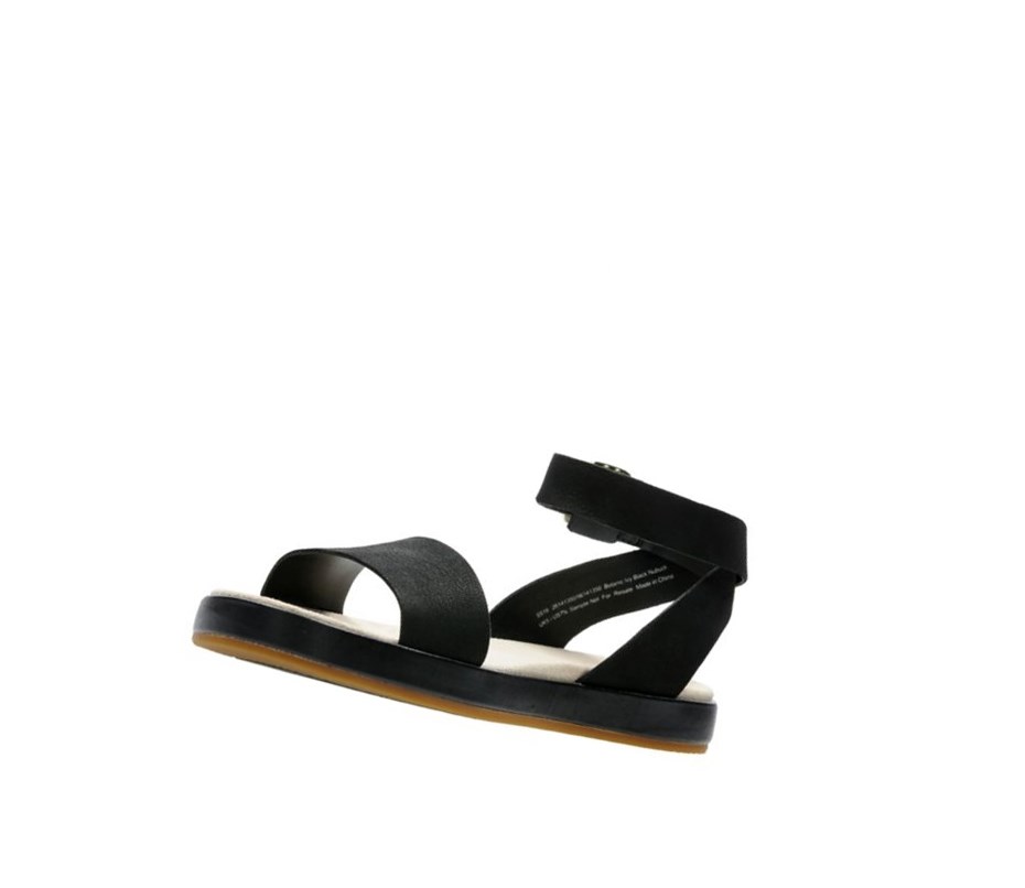 Sandały Płaskie Clarks Botanic Ivy Nubuck Damskie Czarne | OTJAGV072