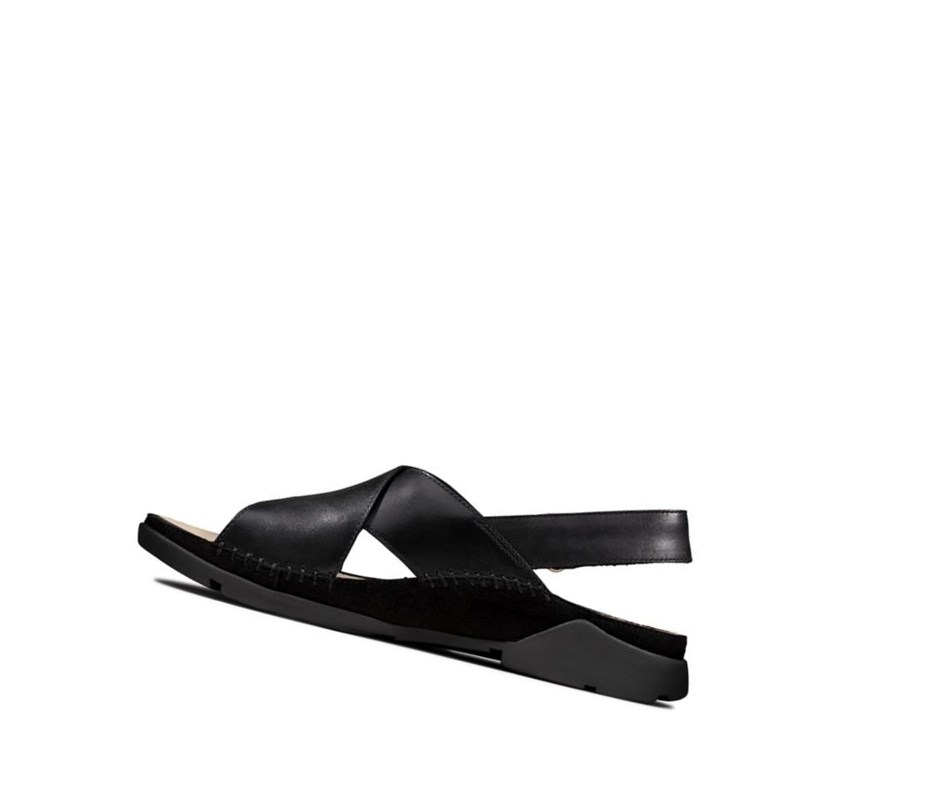 Sandały Płaskie Clarks Tri Alexia Skórzane Damskie Czarne | ASWHYM489