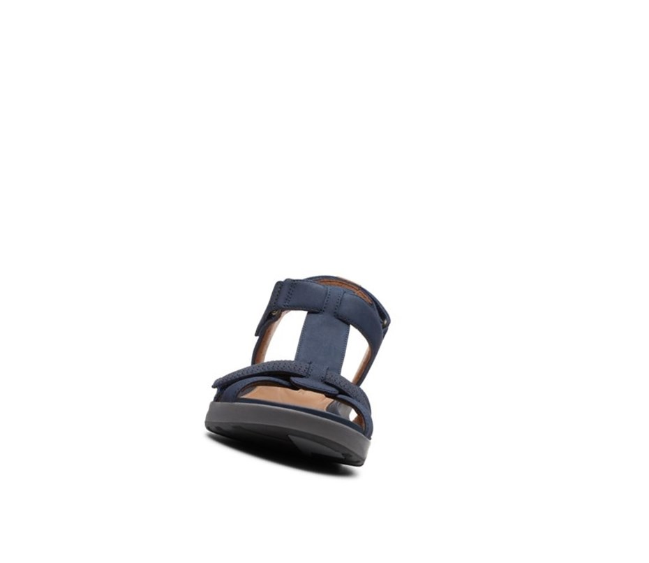 Sandały Płaskie Clarks Un Adorn Vibe Nubuck Skórzane Damskie Granatowe | GPQOCR563
