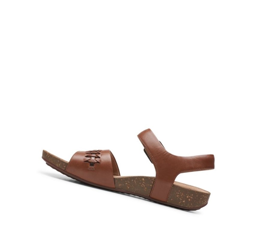 Sandały Płaskie Clarks Un Perri Way Skórzane Damskie Ciemny Brązowe | VWPRXG061