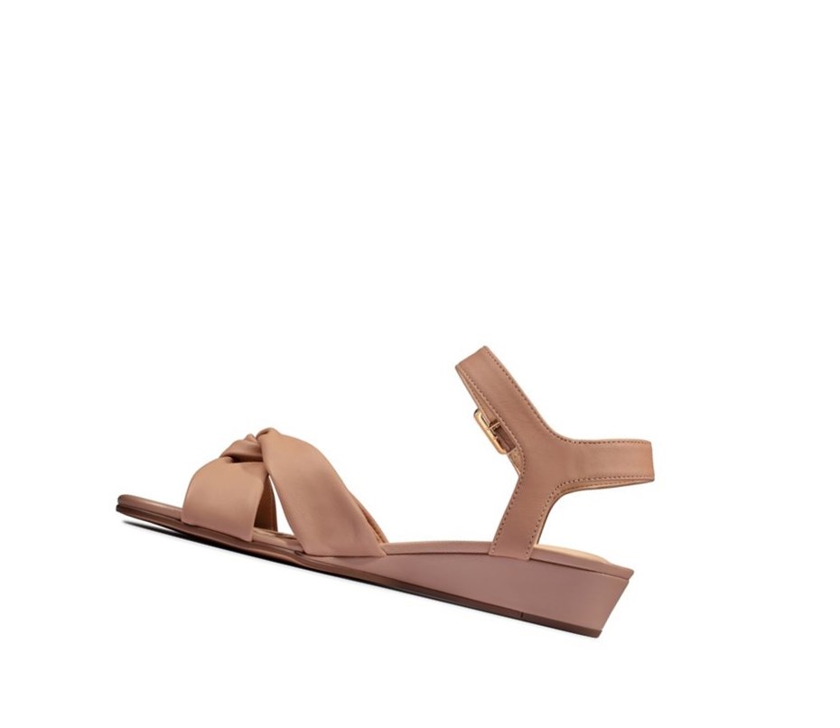 Sandały na Koturnie Clarks Sense Paskiem Skórzane Damskie Skin | WPJRYH368