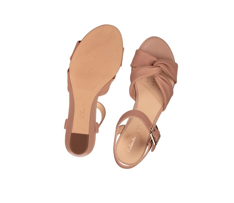Sandały na Koturnie Clarks Sense Paskiem Skórzane Damskie Skin | WPJRYH368