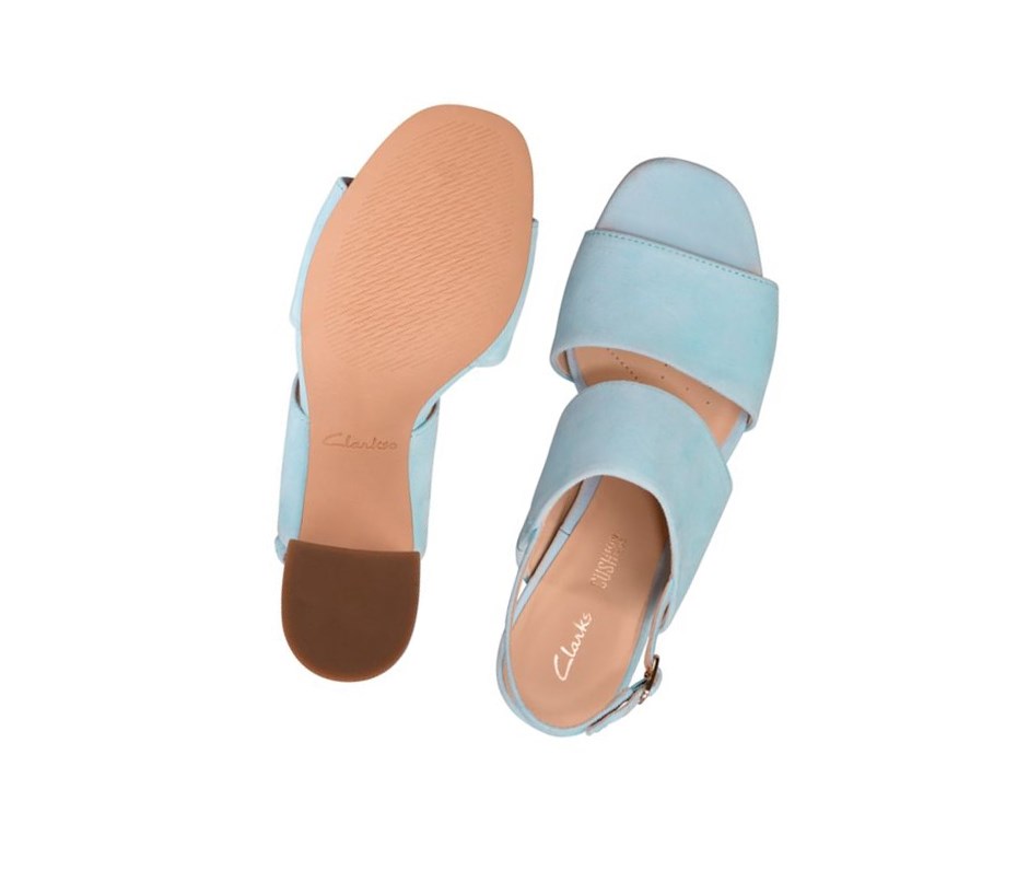 Sandały na Obcasie Clarks Sheer 55 Sling Zamszowe Damskie Głęboka Niebieskie | CQDJTV014