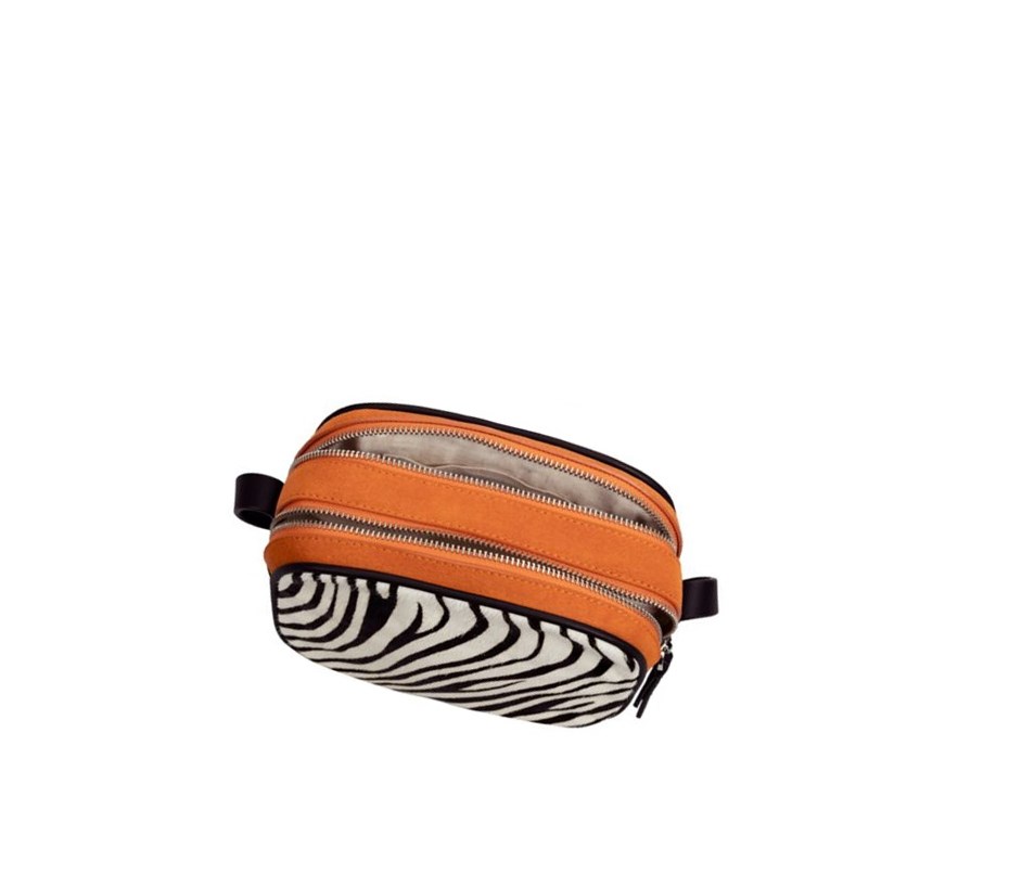 Torba Crossbody Clarks Topsham Mila Print Skórzane Damskie Białe Czarne | ZDCHST425