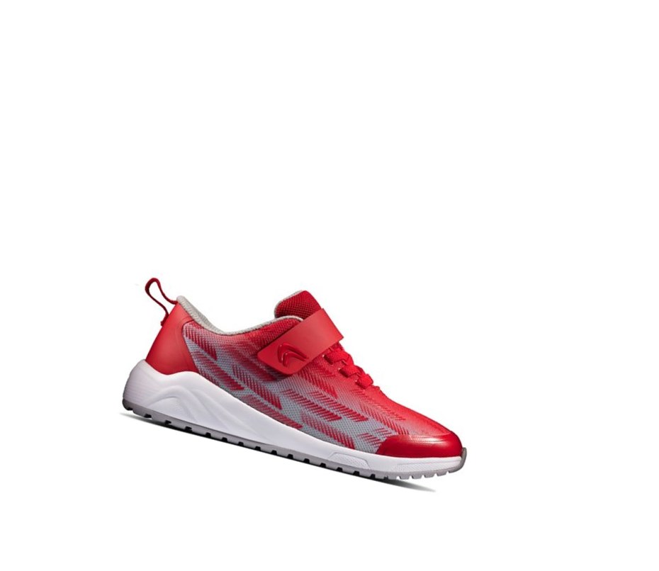 Trampki Clarks Aeon Pace Skórzane Dziewczynka Czerwone Szare | NEAGIQ128