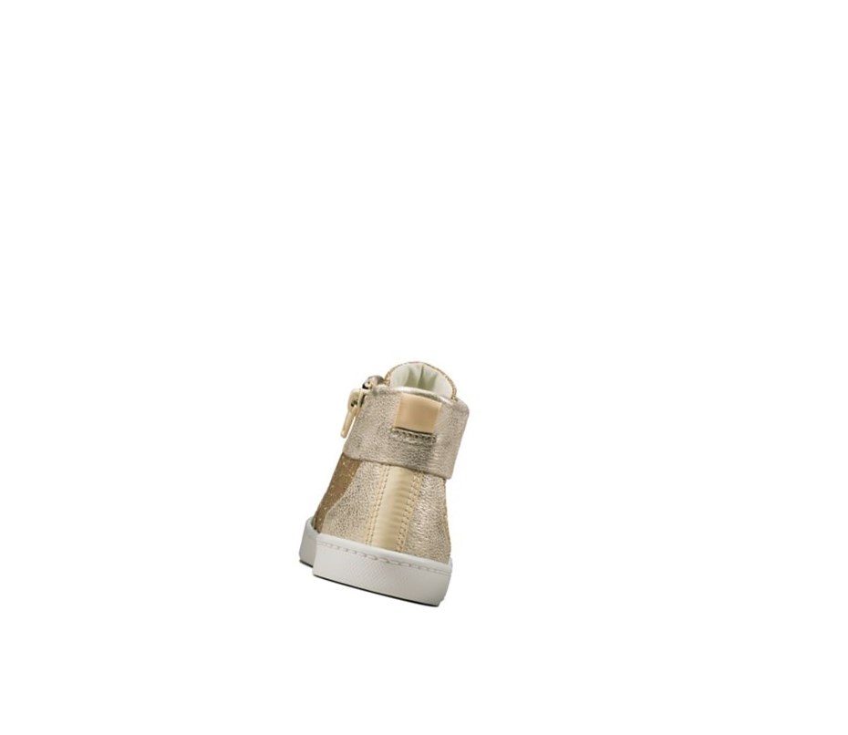 Trampki Clarks City Oasis Hi Skórzane Chłopięce Złote | VHBWZS051
