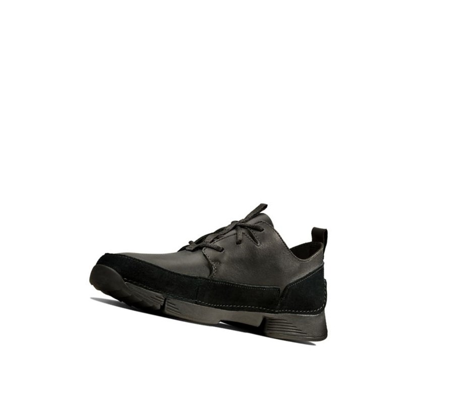 Trampki Clarks Tri Solar Skórzane Męskie Czarne | WMRSVI154