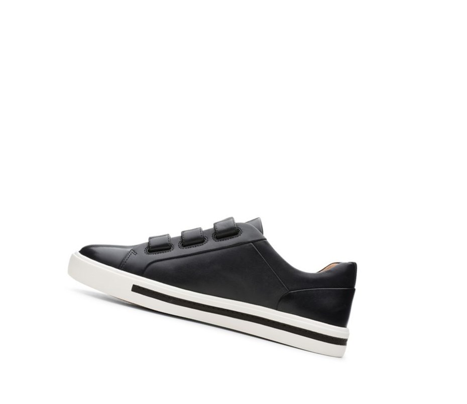 Trampki Clarks Un Maui Paskiem Skórzane Damskie Czarne | KEPSVY543