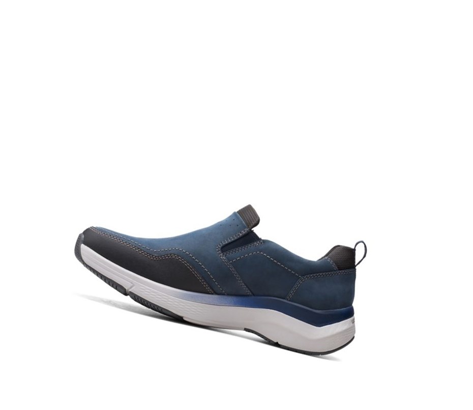 Trampki Clarks Wave 2.0 Edge Nubuck Skórzane Męskie Granatowe | XGYDEA039