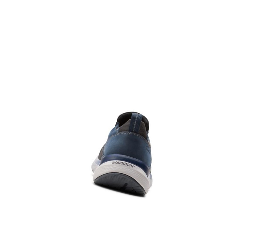 Trampki Clarks Wave 2.0 Edge Nubuck Skórzane Męskie Granatowe | XGYDEA039
