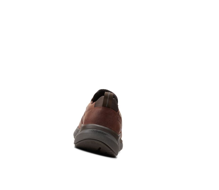 Trampki Clarks Wave 2.0 Edge Oily Skórzane Męskie Brązowe | BXSRWY427
