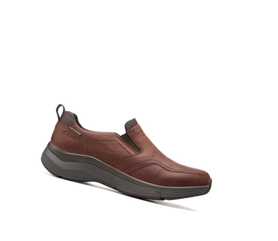 Trampki Clarks Wave 2.0 Edge Oily Skórzane Męskie Brązowe | BXSRWY427