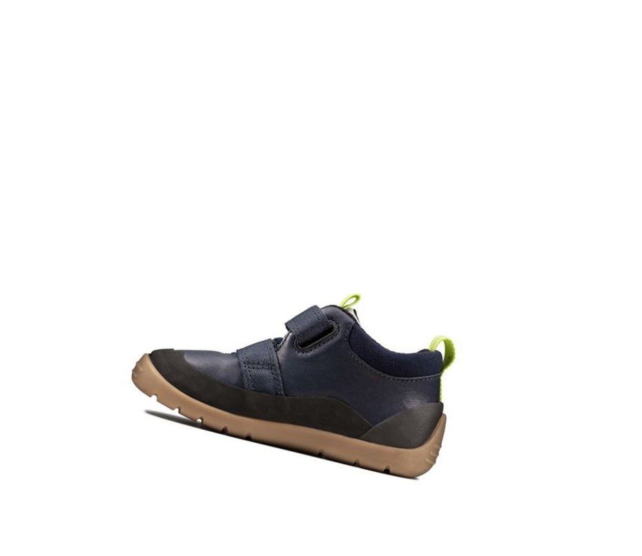 Trampki Na Co Dzień Clarks Play Hike Skórzane Chłopięce Granatowe | ZNWLJK761