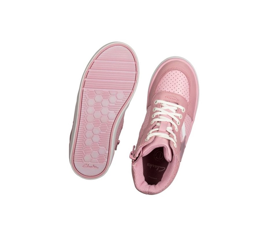 Trzewiki Clarks City Flake Skórzane Dziewczynka Różowe | PACBSG896