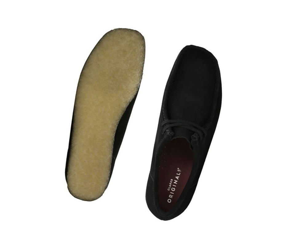 Wallabee Clarks Oryginalne Zamszowe Męskie Czarne | AGNQSE740